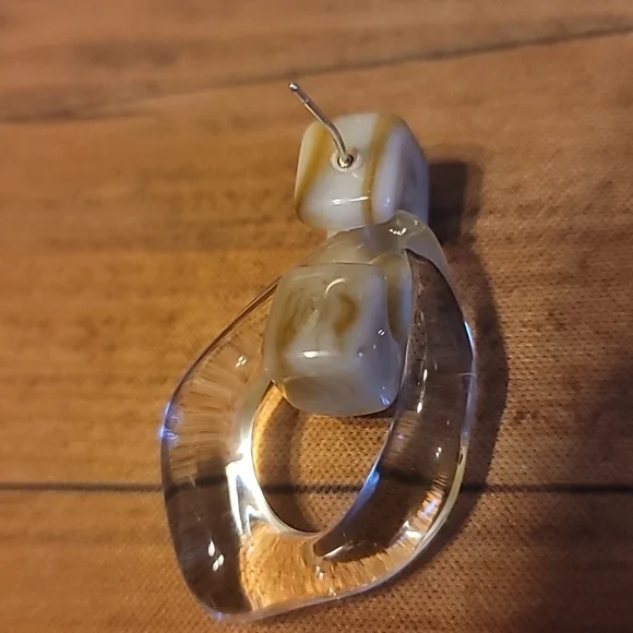 Hollow Drop Clear Earrings - Picture 5 of 9